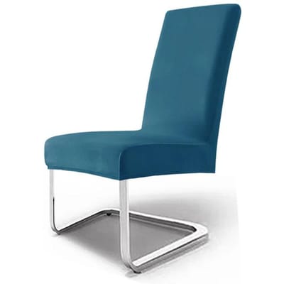 Verdikte Zilvervos Fluweel Stoelhoes Fluwelen Stof Elastisch Huis Hotel Eetkamerstoel Stofhoes Stoelhoes High-end Gevoel 38*38*4cm pauwblauwe kleur