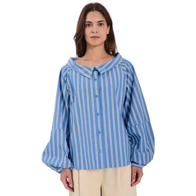 Gestreept casual longesleeve shirt met brede kraag voor dames Norr Shala