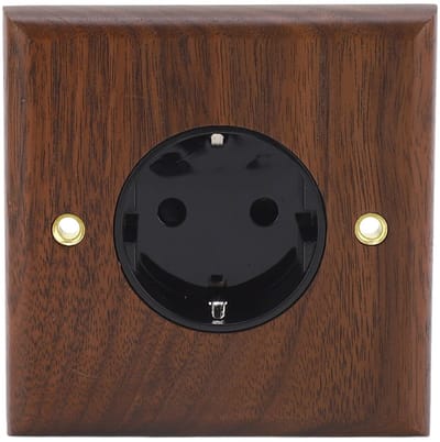Allecto - Elektrische Wandcontactdoos - Handgemaakte Zwarte Walnoot - Duurzaam en Milieuvriendelijk - 16 Amp - Voor Thuisgebruik - Modern Design