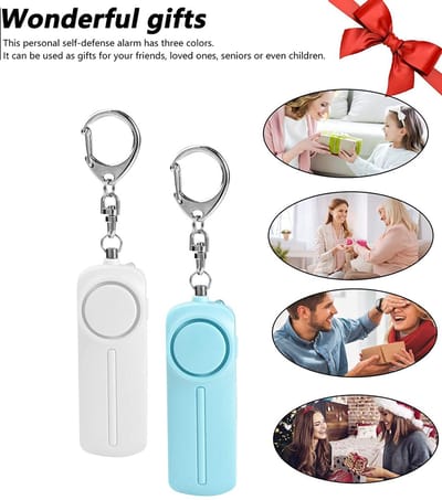 Oneay 2 persoonlijke alarmapparaten, veiligheidsalarm sleutelhangers met LED-zaklampjes, zelfverdedigingsalarm sleutelhangers, persoonlijke beschermingsmiddelen voor vrouwen, kinderen en ouderen.