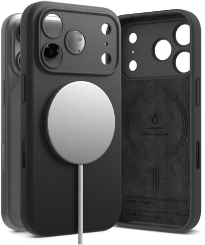 Ringke Silicone Magnetic Hoesje Geschikt voor Apple iPhone 17 Pro | Compatibel met MagSafe / Qi2 | Back Cover met Magneet | Zacht Siliconen | Slank Design | Zwart