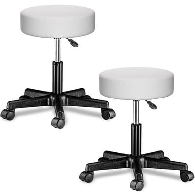 Casaria Verstelbare Draaikruk - 46/60cm Zithoogte – 2 Stuks Wit
