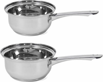Set van 2x Rvs steelpannen/sauspannen London 16 en 14 cm - Kookpannen 2 liter en 1,5 liter