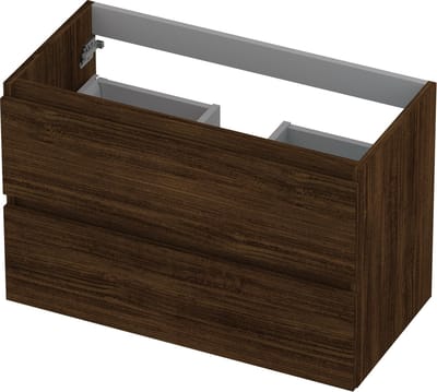 INK® wastafelonderkast 2 laden greeploos met houten keerlijst 80x40x52cm, koper eiken