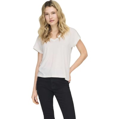 Only Onlfree life s/s v-neck lace top jrs cloud dancer/