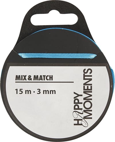 Satijnlint, B: 3 mm, lichtblauw, 15 m/ 1 rol