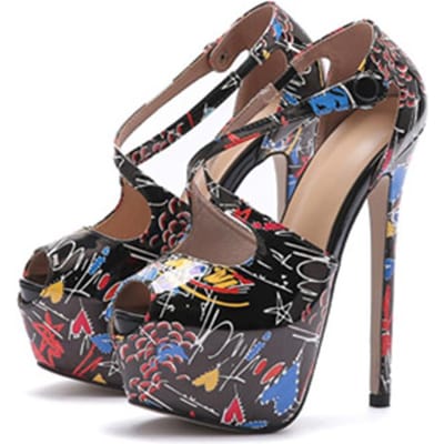 Liyke Merk Ontwerp Handgeschilderde Leren Platform Pumps Dames Sexy Peep Toe 16CM Extreem Hoge Hakken Stiletto Feest Banket Schoenen 41 gray