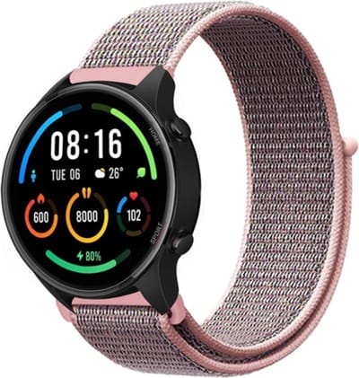 Strap-it Smartwatch bandje nylon - geschikt voor Xiaomi Watch S1 (Active/Pro) / Watch 2 Pro / Watch S3 / Mi Watch / Amazfit Balance / Bip 5 - pink sand roze
