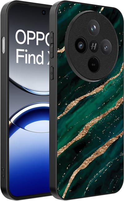 Smartphonica Telefoonhoesje Geschikt voor Oppo Find X8 met marmer opdruk - TPU backcover case marble design - Groen Goud geschikt voor Oppo Find X8