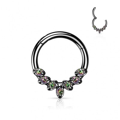 Piercing PVD high quility facing 7leafs 1.2x10 - zwart - LMPiercings