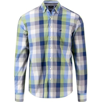 Fynch-Hatton Overhemd Colorful Check Button Down Bladgroen / male