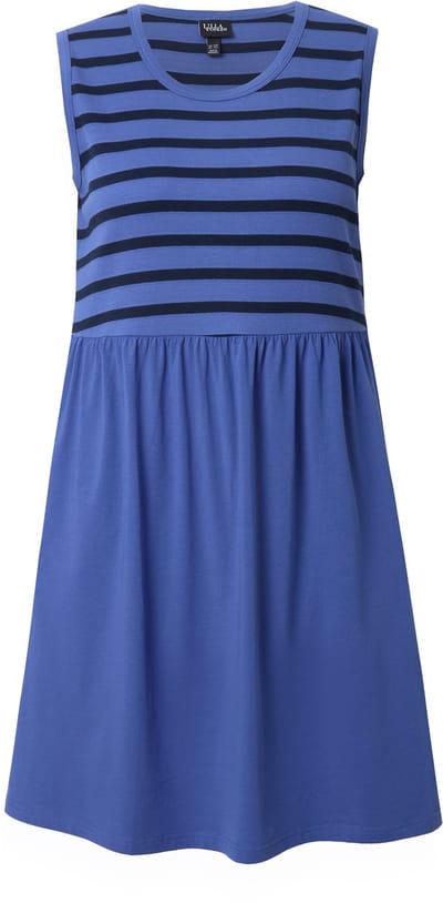Ulla Popken - Dames - Jurk ribjersey A-lijn ronde hals mouwloos - Atlantisch blauw - Maat 46+