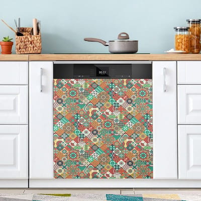 Vaatwasser Cover - Keuken Decor - Keuken Opfrissen - Magnetische Bevestiging - 23 x 26 Inch - Vintage Elementen