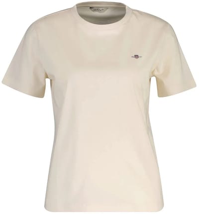 Gant Shield Regular Fit T-shirt Met Korte Mouwen Beige XS Vrouw
