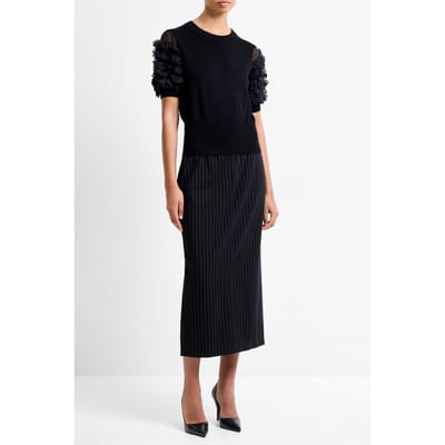 French Connection Krista Mix Stacked Ruffle Top Blackout Maat: S | Tops Outlet | Dames | Zwart