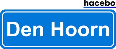 Hacebo - Plaatsnaam Sticker - 29x10 CM - Den Hoorn sticker - Verkeersborden sticker - grappige cadeaus - Den Hoorn