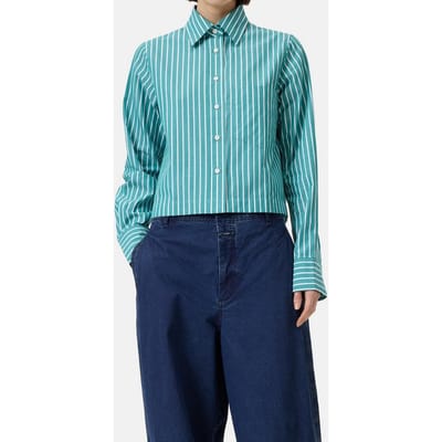 Closed Cropped Classic Shirt Meadow Green Größe: S | Longsleeves Outlet | Damen | Grün