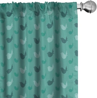 ABAKUHAUS Vogelgordijnen – Monochroom – 2x75x175 cm – Microvezel – Donker Seafoam Blauw