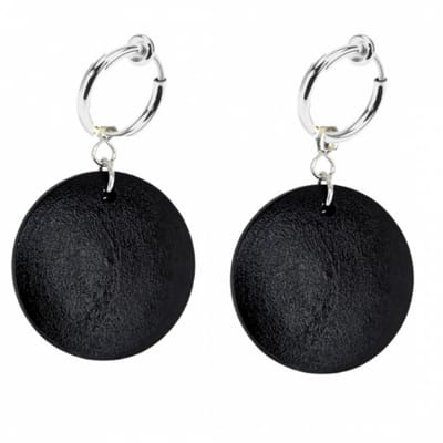 Klem Oorbellen- hout -zwart- 2.5 cm-geen gaatje-Charme bijoux