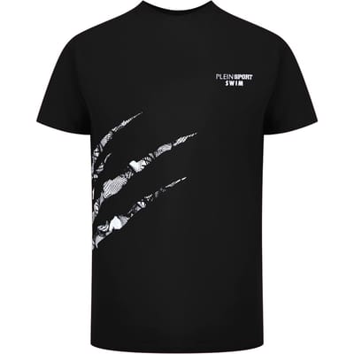 Korte Mouw Ronde Hals Scratch Logo T-shirt in Donkergrijs