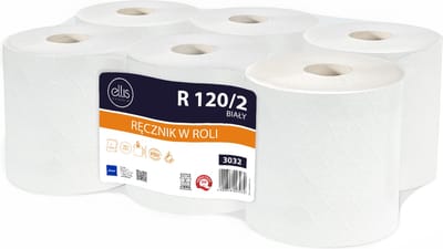 ELLIS Ecoline - Tweelaags cellulose papieren handdoek, duurzaam / 6 rollen