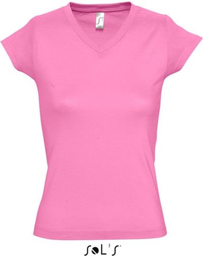Sols T-shirt - roze - V-hals - 100% katoen - slim fit - dames shirts - dameskleding 36