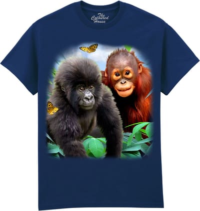 Gorilla Orangutan Jungle Buddies The Coloured House T-shirt XXL
