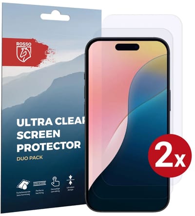 Rosso Screen Protector Geschikt voor Apple iPhone 16 Plus | Ultra Clear Duo Pack | TPU Folie | Case Friendly Beschermfolie | 2 Stuks
