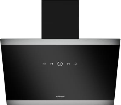 Klarstein Afzuigkap FlashLine – 60 cm Schuine Afzuigkap, Touchscreen, 578 m³/u, A++ Energieklasse, LED-Verlichting, Stil 34,5 dB, Zwart, Afvoer- en Recirculatiebedrijf - 100W - voor Keuken - Koolstoffilter Vetfilter - Dampkap