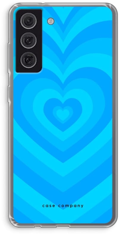 Case Company® - Hoesje geschikt voor Samsung Galaxy S21 FE hoesje - Hart Blauw - Soft Cover Telefoonhoesje - Bescherming aan alle Kanten en Schermrand