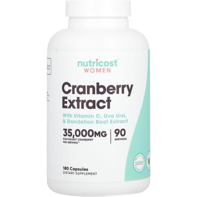 Nutricost, Pour femmes, Extrait de cranberry, 35 000 mg, 180 capsules (17 050 mg par capsule)