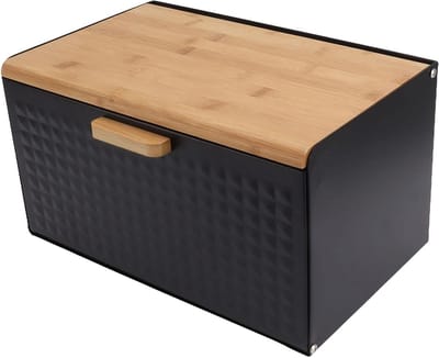Houten Broodtrommel - Brooddoos Keuken - Brood Vers Houden - Grote Opslagruimte - 38x25x23 cm - Zwart