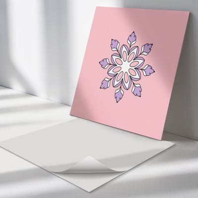 Wallfluent Vinyl Tegels - Bloemenmandalapatroon Vinyl Tegels Zelfklevend - 30 cm x 30 cm - Roze PVC Tegels - Verpakking van 9 stuks - Vierkant PVC Tegels - Bloemen en Planten Plaktegels - Zelfklevende Vinyltegels - Plaktegels Keuken en Badkamer