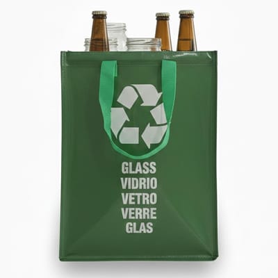 Dailygoods- Recyclingzak Herbruikbaar 44L - Groene Afvalzak voor Glas - Vuilniszak met Handvat - Recyclingcontainer - Recyclingsysteem voor Keuken