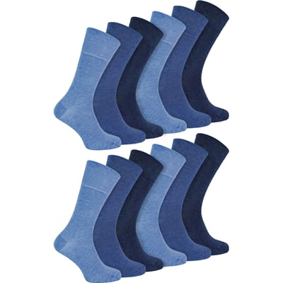 IOMI - 12 stuks naadloze bamboesokken voor diabetischei - Marineblauw
