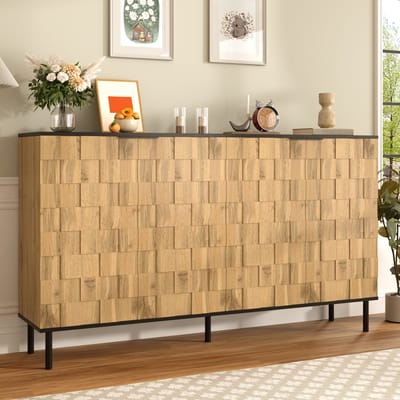 MIVRAY Dressoir - Mozaïekdeuren Met 2 Deuren En Opbergruimte - Voor Woonkamer En Hal - Spaanplaat En Metaal - 160x35x80,5 Cm