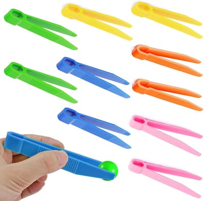 Kleurrijke Plastic Pincetten, 10 Stuks voor Creatieve Knutselprojecten en Motorische Vaardigheden, Ideaal voor Sensory Play en DIY Activiteiten (5 Kleuren)