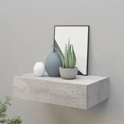 Zwevende Ladekast - Wandkast Opbergkast - Ruimte Besparen - Stijlvolle Opberger - 40x23.5x10cm - Betongrijs