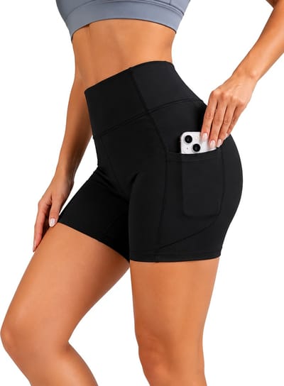 SparkNine Pace dames short - fitness - korte sportbroek - S - zwart - hoge taille - met zakken - elastisch - squatproof