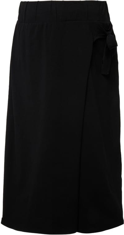 Ulla Popken - Dames - Jersey rok A-lijn wikkellook biologisch katoen GOTS - Zwart - Maat 46+