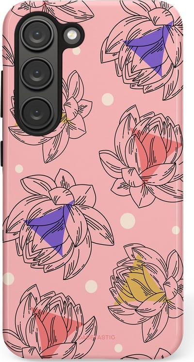 Casetastic Hoesje Geschikt voor Samsung S23 - Stijlvolle Beschermende Duo-layer Case - Bloemen Pastel Roze