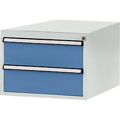 Manuflex onderbouw met schuifladen, voor werkbank Profi diepte 700 mm, lichtgrijs/briljantblauw