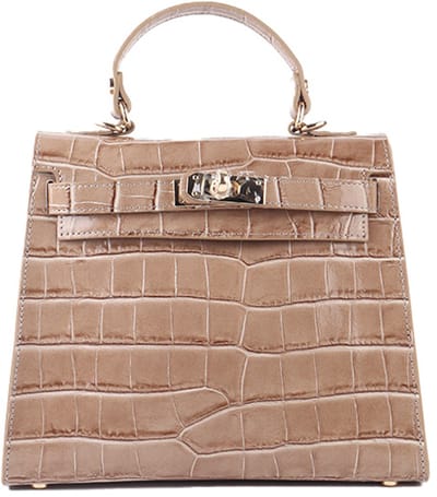 Giuliano lederen schoudertas Florine - Kroko - Made in Italy - Dames - Taupe