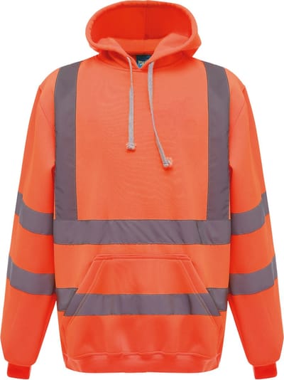 Yoko Hi-Vis pullover hoodie YHVK05 - Hi Vis Orange - S