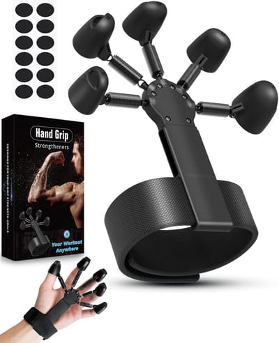 Vingertrainer Handtrainer - Onderarmspanner Gripversterker - Kracht Opbouwen - Verstelbare Weerstand - 33 cm Armband - Zwart