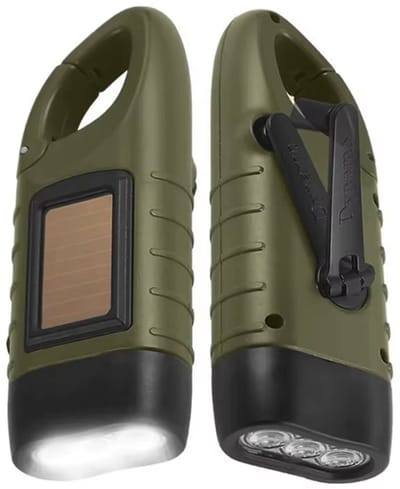 Draagbare LED Zaklamp – Dynamo, Handslinger & Zonne-energie | Lange Afstand, Waterdicht en Noodverlichting voor Buiten, Kamperen, Wandelen, Survival & Avontuur | Outdoor Zaklamp, Noodlamp, Campinglamp | Overlevingspakket voor Noodgeval, Voorbereiding