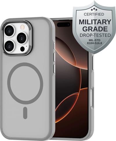 Cazy hoesje geschikt voor iPhone 16 Pro Hoesje geschikt voor MagSafe - Military Grade Backcover - Grijs
