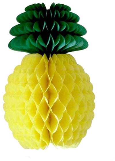 Dailygoods- Papieren Ballen 5 Stuks - Ananas/Honingraat - Feestdecoratie - Tropisch Thema - Herbruikbaar - Tafelcenterpieces