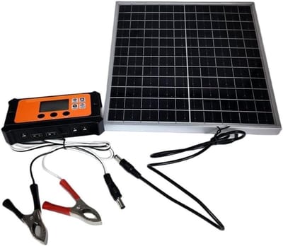 Monokristallijn Zonnepaneel - Zonnecel Paneel - Off-Grid Laden - IP65 Waterdicht - 23.5 x 22.5 cm - Zwart
