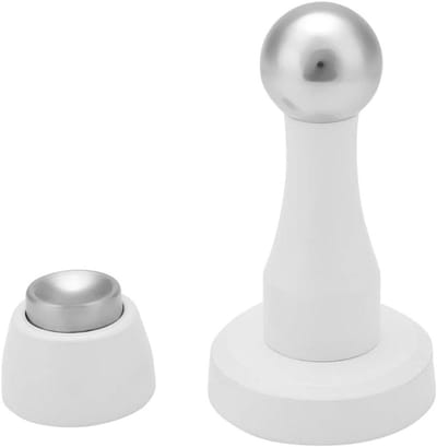 Magnetische deurstopper van roestvrij staal met solide houder - 1 stuk in wit - stevige accessoire voor deur - voorkomt deuren die dichtslaan